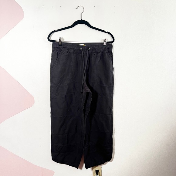 C&C California Pants - C&C California Wide Leg Pants Womens Large Gray Linen Blend Drawstring Pockets